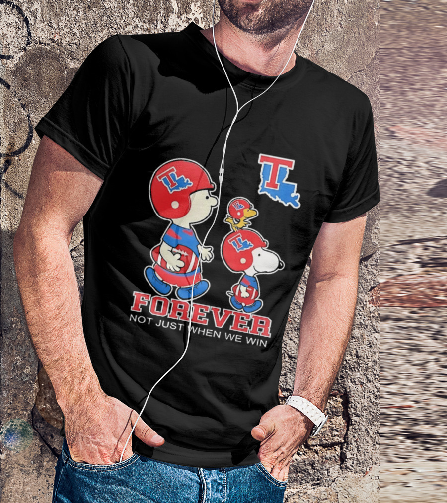 Charlie Brown Snoopy Woodstock Louisiana Tech Bulldogs Forever Not Just When We Win T-Shirt