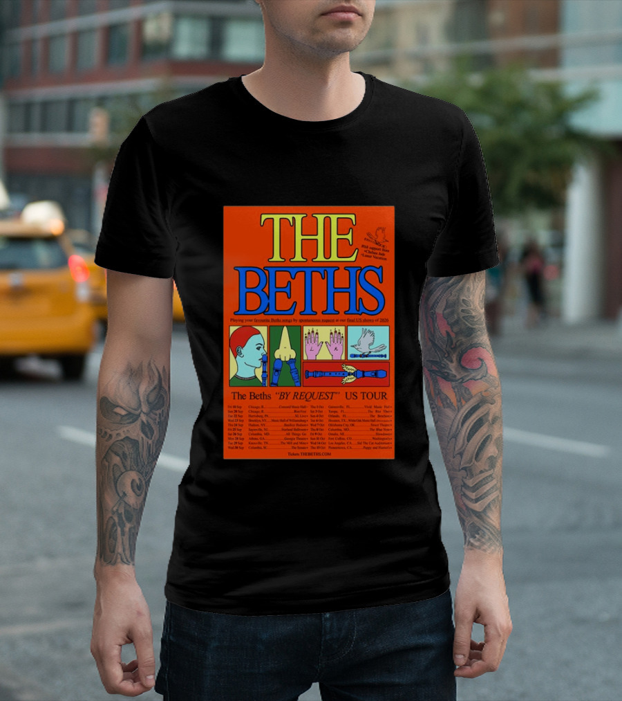 The Beths By Request US Tour 2026 Final Shows With Hands And Musical Notes T-Shirt