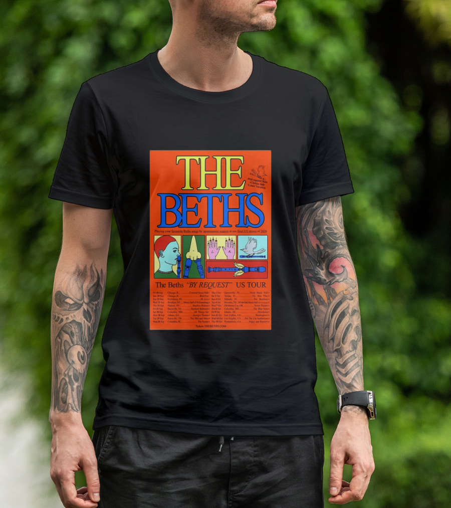 The Beths By Request US Tour 2026 Final Shows With Hands And Musical Notes T-Shirt