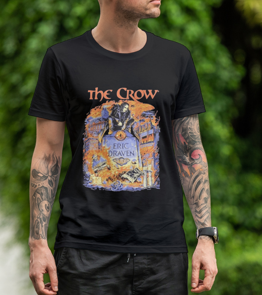 The Crow Eric Draven Devil's Night Trash City Buildings Flames T-Shirt