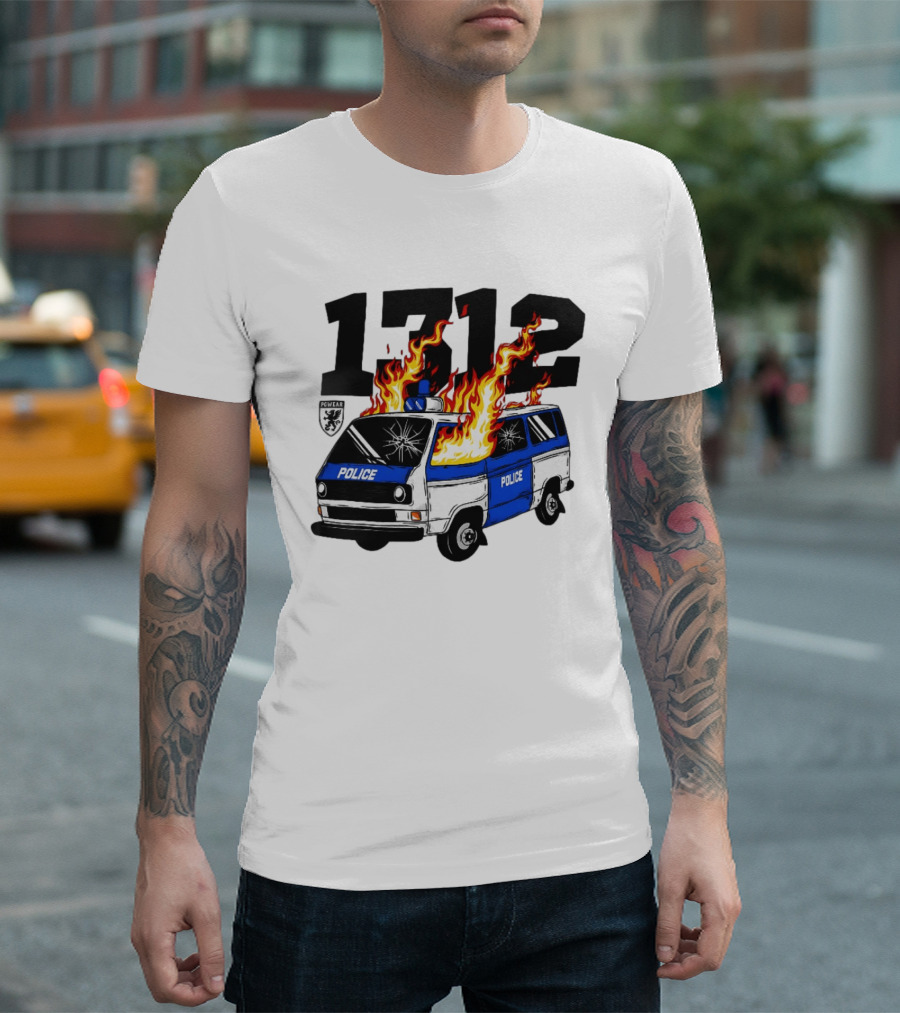 1312 Burning Police Van PGwear Anti Police T-Shirt