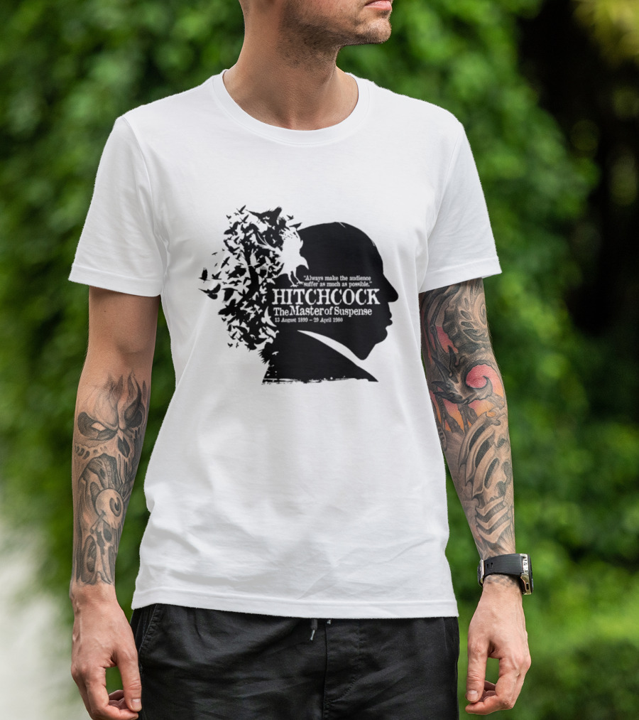 Alfred Hitchcock The Master Of Suspense Silhouette Birds 1899 1980 T-Shirt