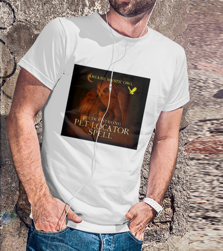 Arcane Mystic Owl Ultra Strong Pet Locator Spell Moonlit Guardian T-Shirt