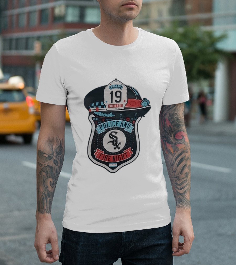 Chicago White Sox Police And Fire Night 19 Badge Hat Sox T-Shirt
