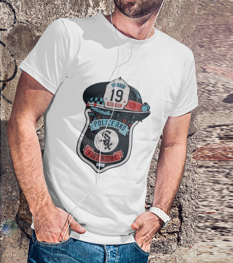 Chicago White Sox Police And Fire Night 19 Badge Hat Sox T-Shirt