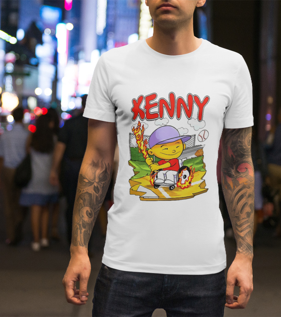 Kenny Kawaguchi Backyard Baseball Character Wheelchair Flames T-Shirt