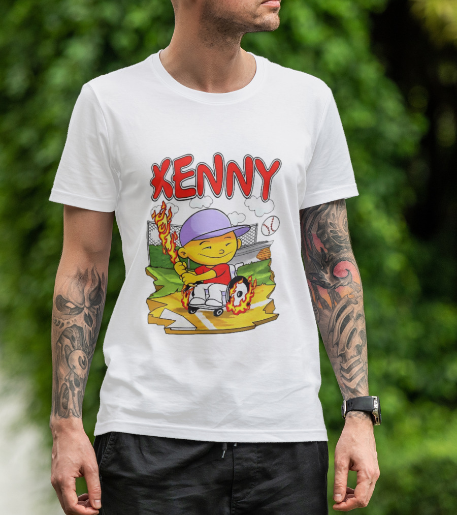 Kenny Kawaguchi Backyard Baseball Character Wheelchair Flames T-Shirt
