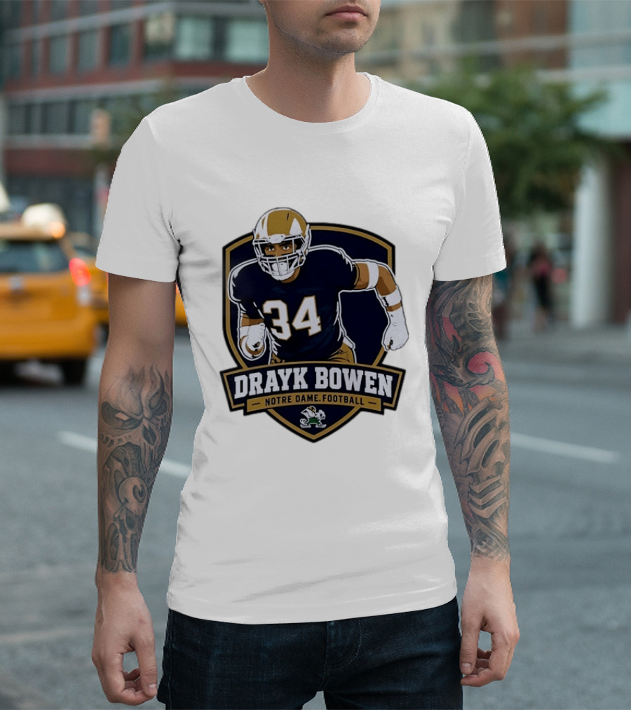 Drayk Bowen Notre Dame Football 34 Fighting Irish NCAA T-Shirt