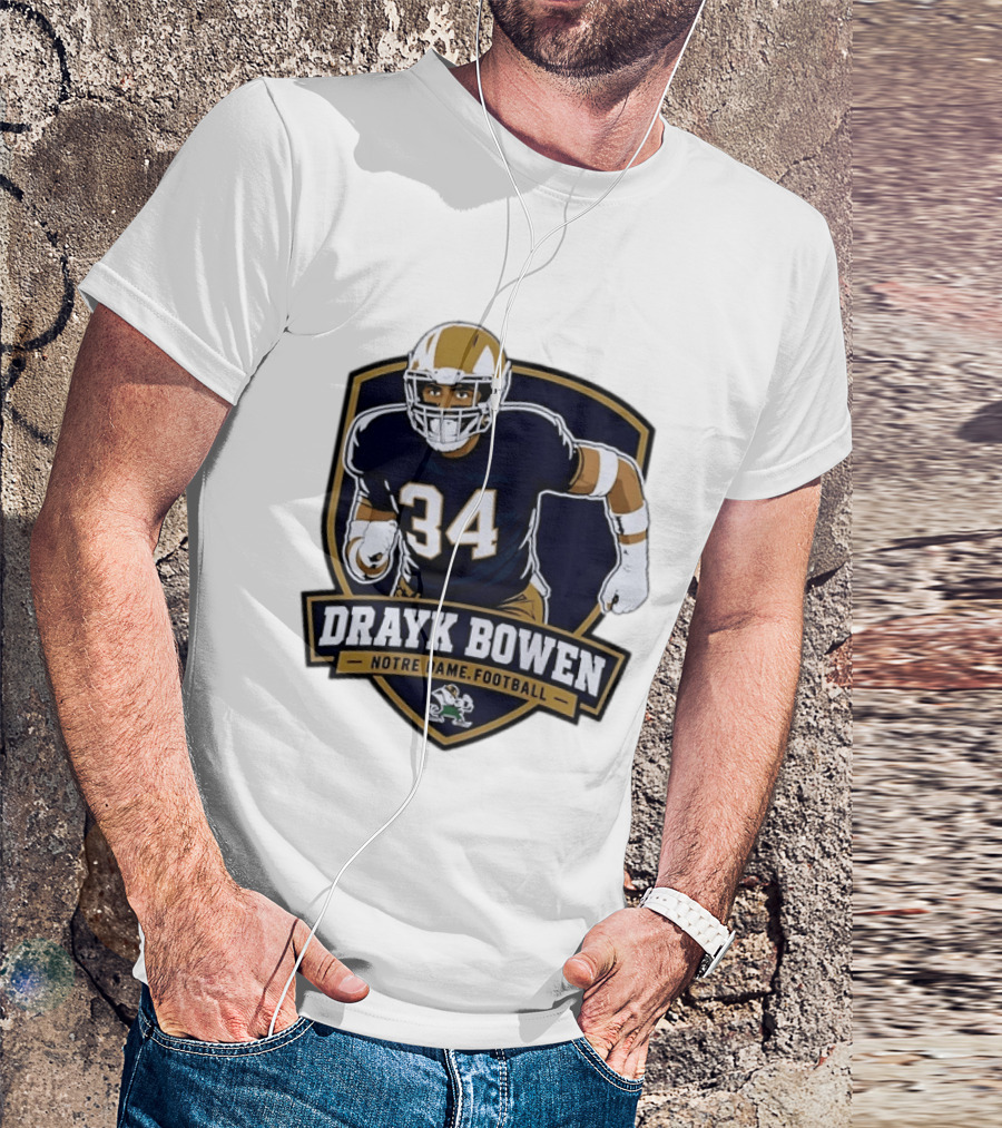 Drayk Bowen Notre Dame Football 34 Fighting Irish NCAA T-Shirt