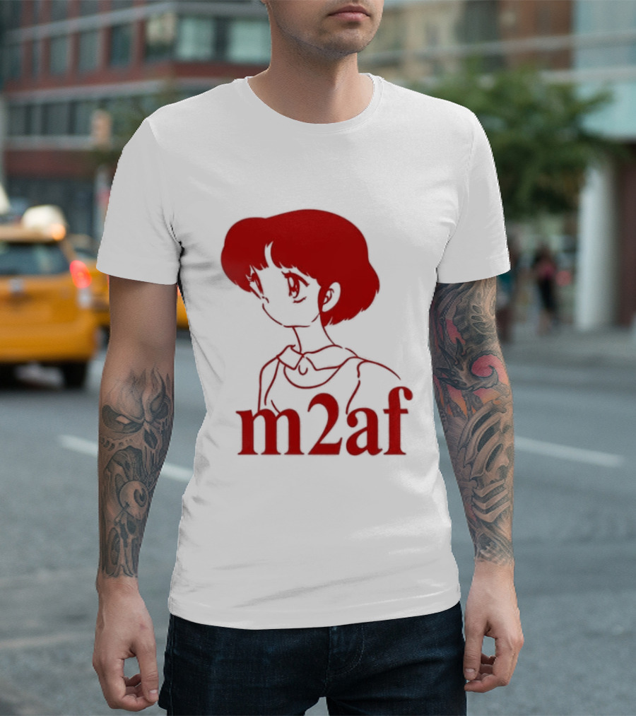 Nick M2af Ranma Anime Profile Red Sketch T-Shirt