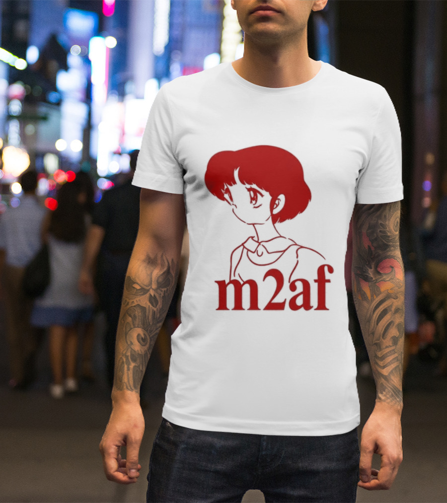 Nick M2af Ranma Anime Profile Red Sketch T-Shirt