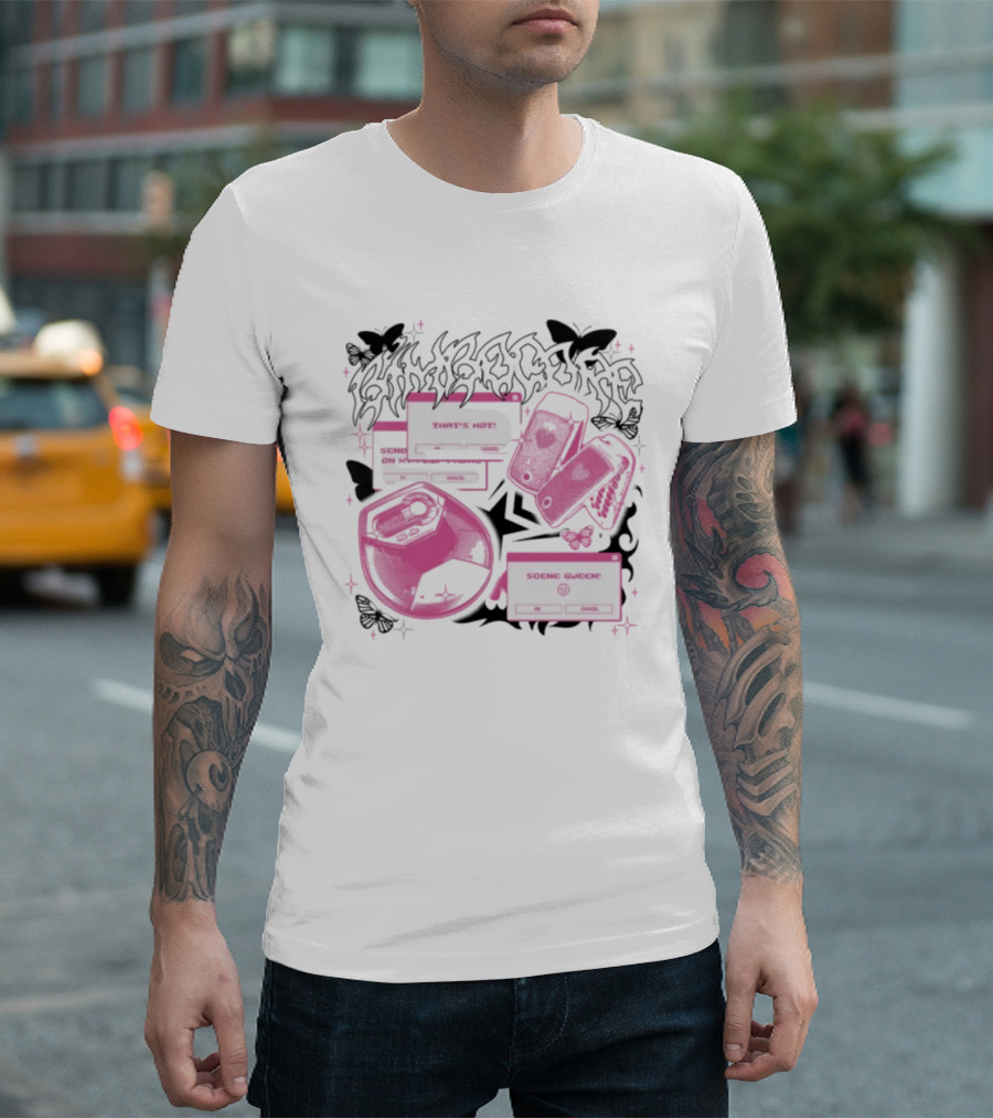 Nuclear Blast Store Bimbocore Y2K Scene Queen That's Hot Cancel Pink Butterfly Aesthetic T-Shirt