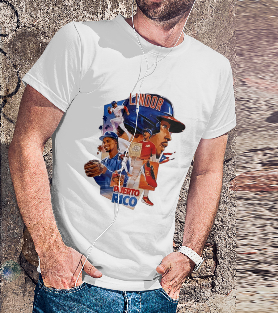 Francisco Lindor Puerto Rico New York Mets Baseball Legend Blue And Orange Helmet Dynamic Action Moves T-Shirt