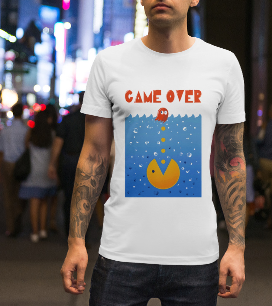 Pac Man Game Over Underwater Ghost Retro Gaming T-Shirt