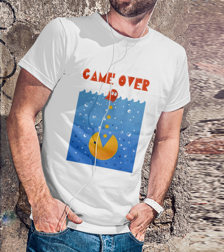 Pac Man Game Over Underwater Ghost Retro Gaming T-Shirt