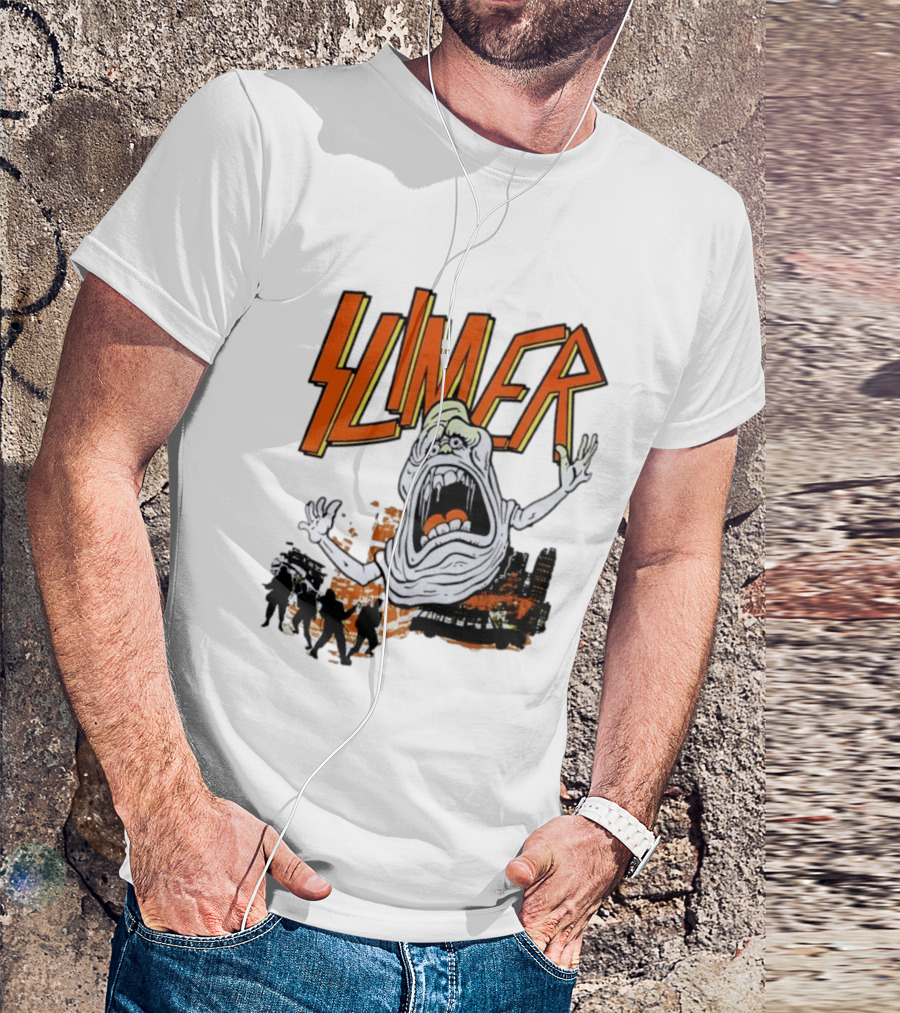 Slimer Ghostbusters 80s Movie Iconic Character Silhouette Scene T-Shirt