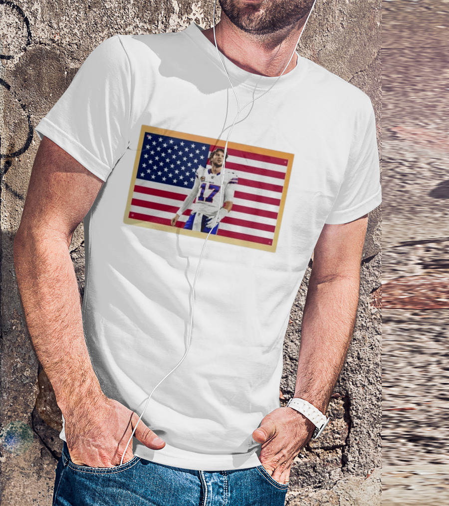 Josh Allen Buffalo Bills American Flag Football Star 17 T-Shirt