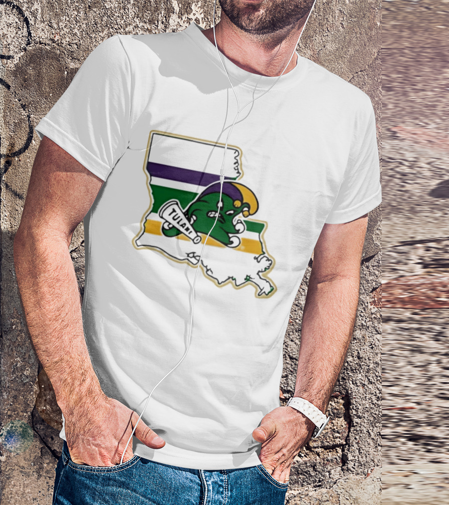 Tulane Green Wave Louisiana Mardi Gras Map T-Shirt