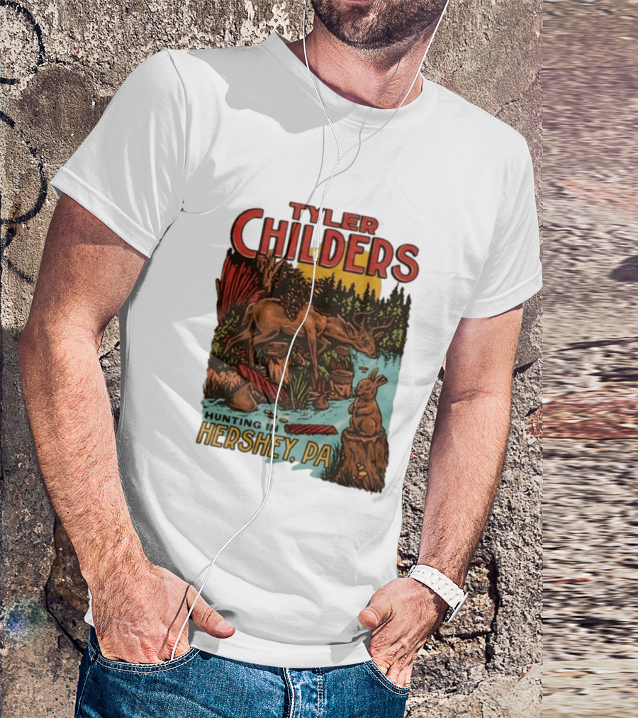 Tyler Childers Hunting In Hershey PA Deer And Rabbit Scene T-Shirt