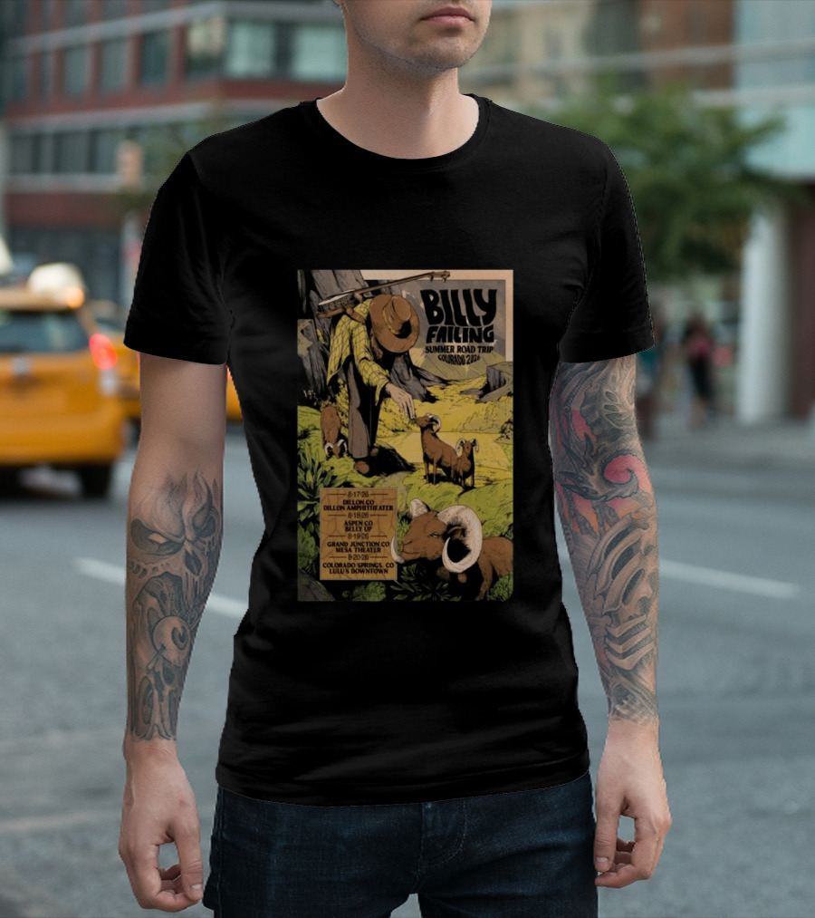 Billy Failing Summer Road Trip Colorado 2026 Grand Junction Lulu's Downtown Meadow Park Theater Dillon Amphitheater T-Shirt