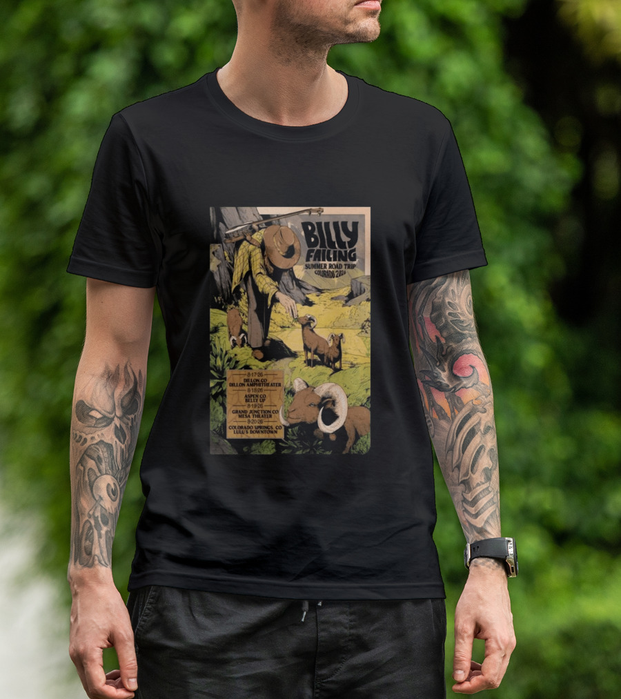 Billy Failing Summer Road Trip Colorado 2026 Grand Junction Lulu's Downtown Meadow Park Theater Dillon Amphitheater T-Shirt