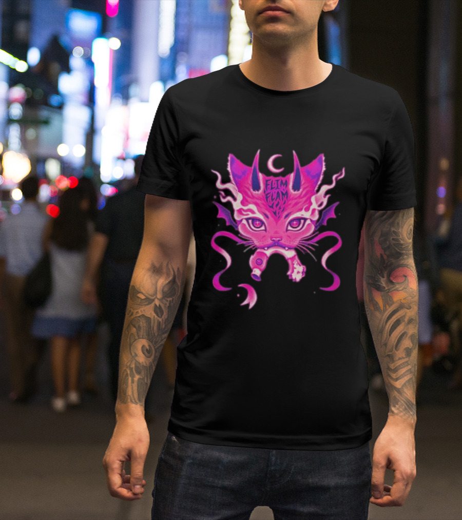 Flim Flam Flamingo DevilCat Fantasy T-Shirt