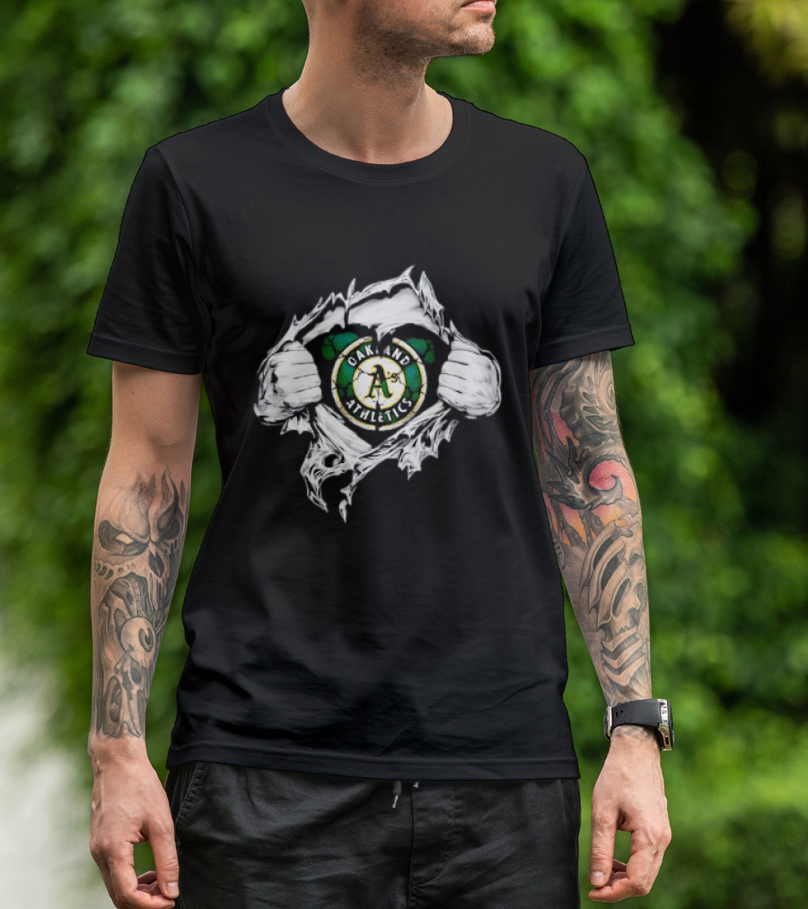 Oakland Athletics Ripped Chest A's MLB Team Spirit T-Shirt