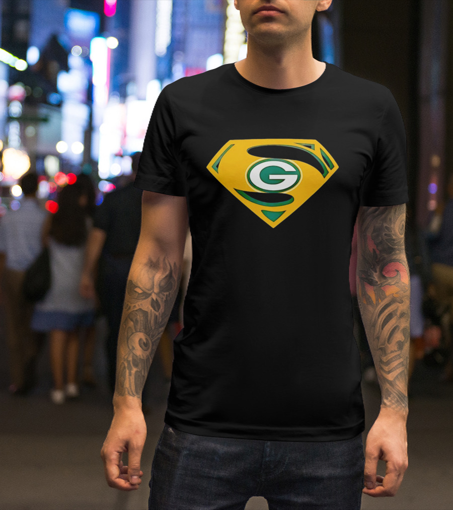 Green Bay Packers G In Superman Shield T-Shirt