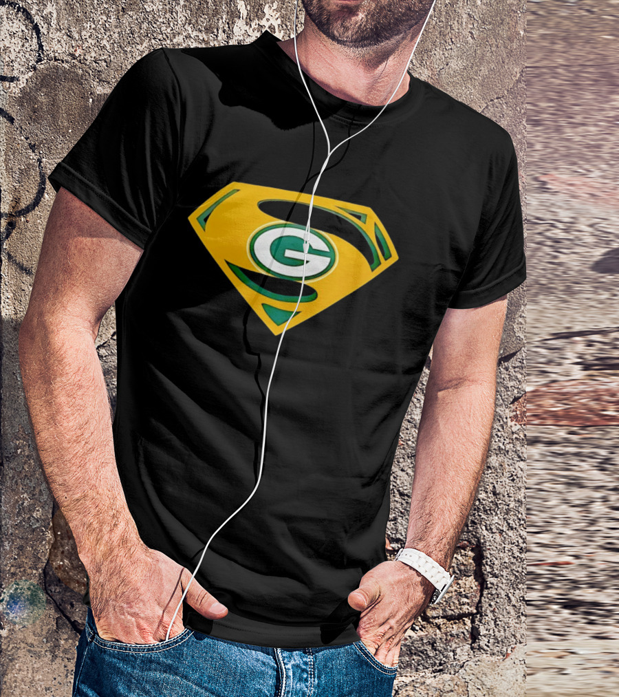 Green Bay Packers G In Superman Shield T-Shirt