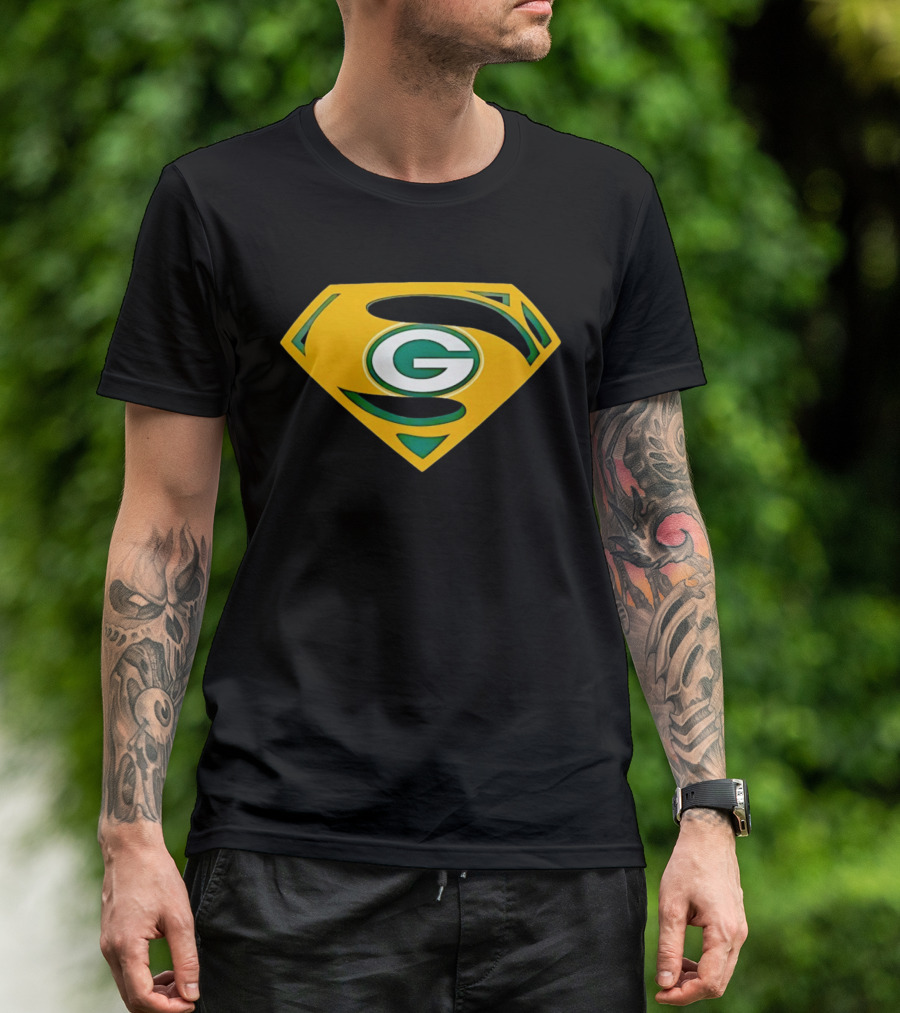 Green Bay Packers G In Superman Shield T-Shirt