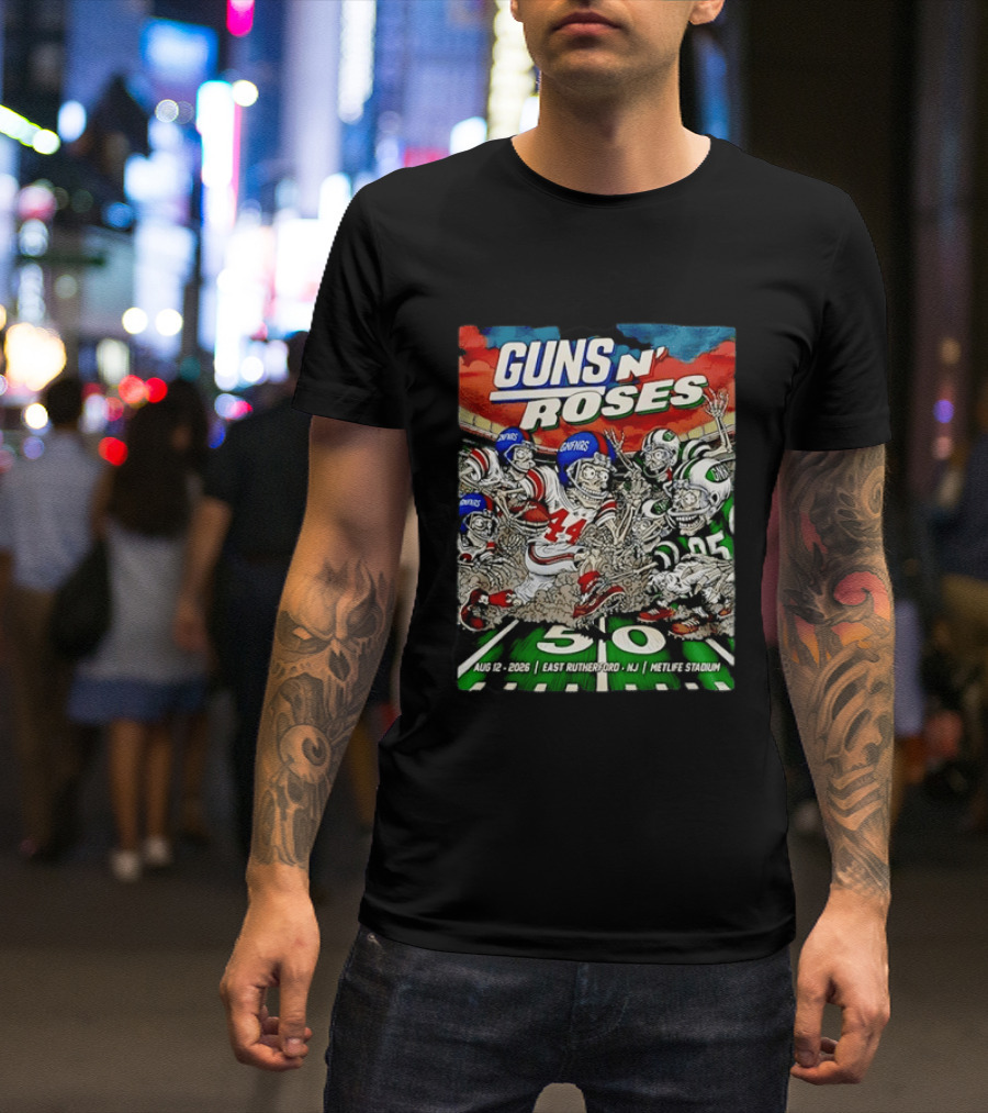 Guns N' Roses MetLife Stadium 2026 East Rutherford NJ Football Concert Tour August 12 T-Shirt