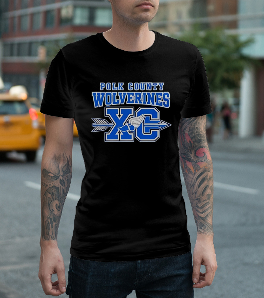 Polk County Wolverines XC Cross Country Arrow And Winged Foot T-Shirt
