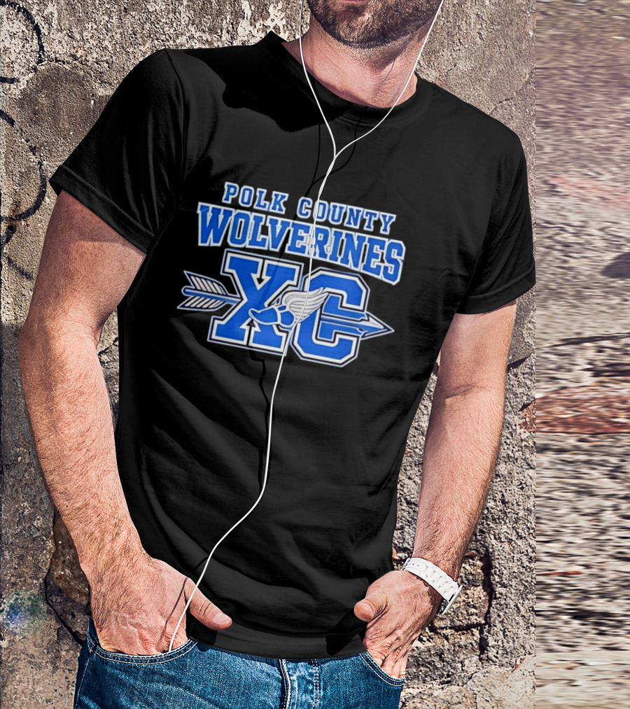 Polk County Wolverines XC Cross Country Arrow And Winged Foot T-Shirt