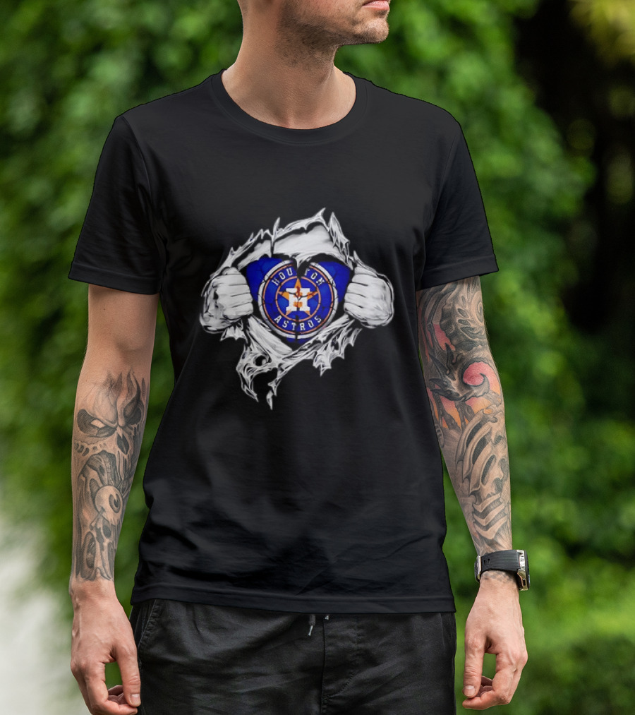 Houston Astros Ripped Skin MLB Baseball Hidden T-Shirt