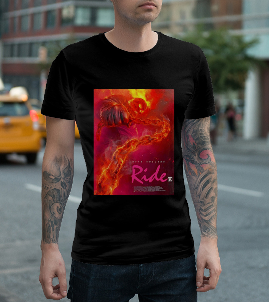 Ryan Gosling Ride Movie Ghost Rider Flaming Chain Image T-Shirt