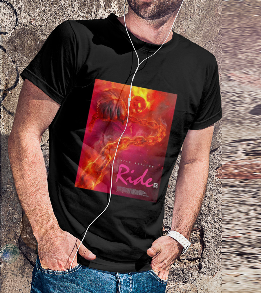 Ryan Gosling Ride Movie Ghost Rider Flaming Chain Image T-Shirt