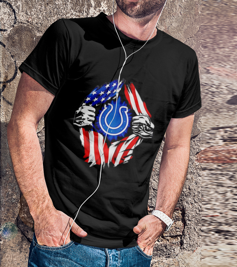 Indianapolis Colts American Flag Ripped Chest T-Shirt