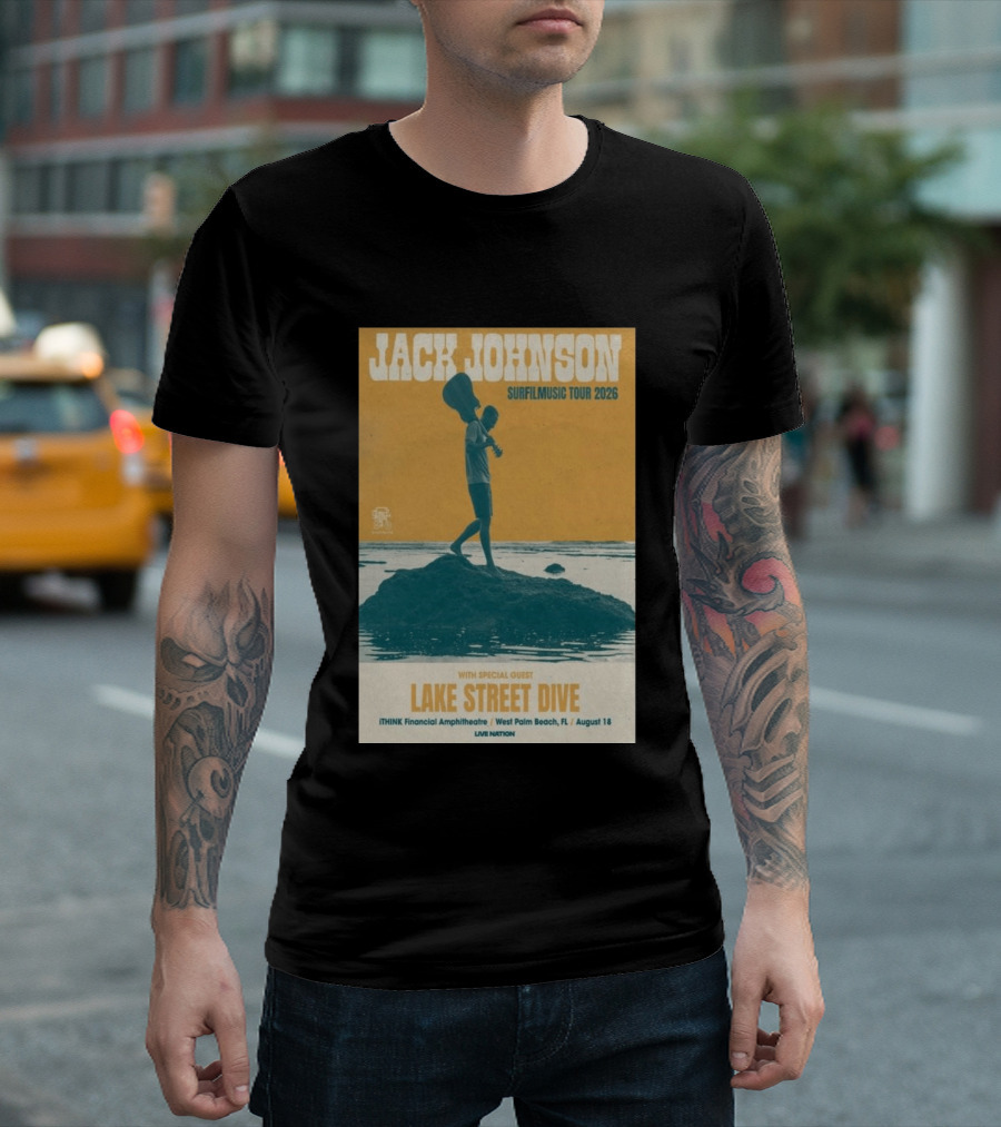 Jack Johnson Surfilmusic Tour 2026 Lake Street Dive ITHINK Financial Amphitheatre West Palm Beach August 18 T-Shirt