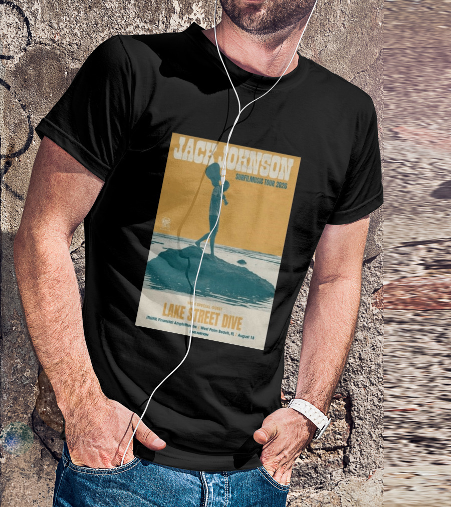 Jack Johnson Surfilmusic Tour 2026 Lake Street Dive ITHINK Financial Amphitheatre West Palm Beach August 18 T-Shirt