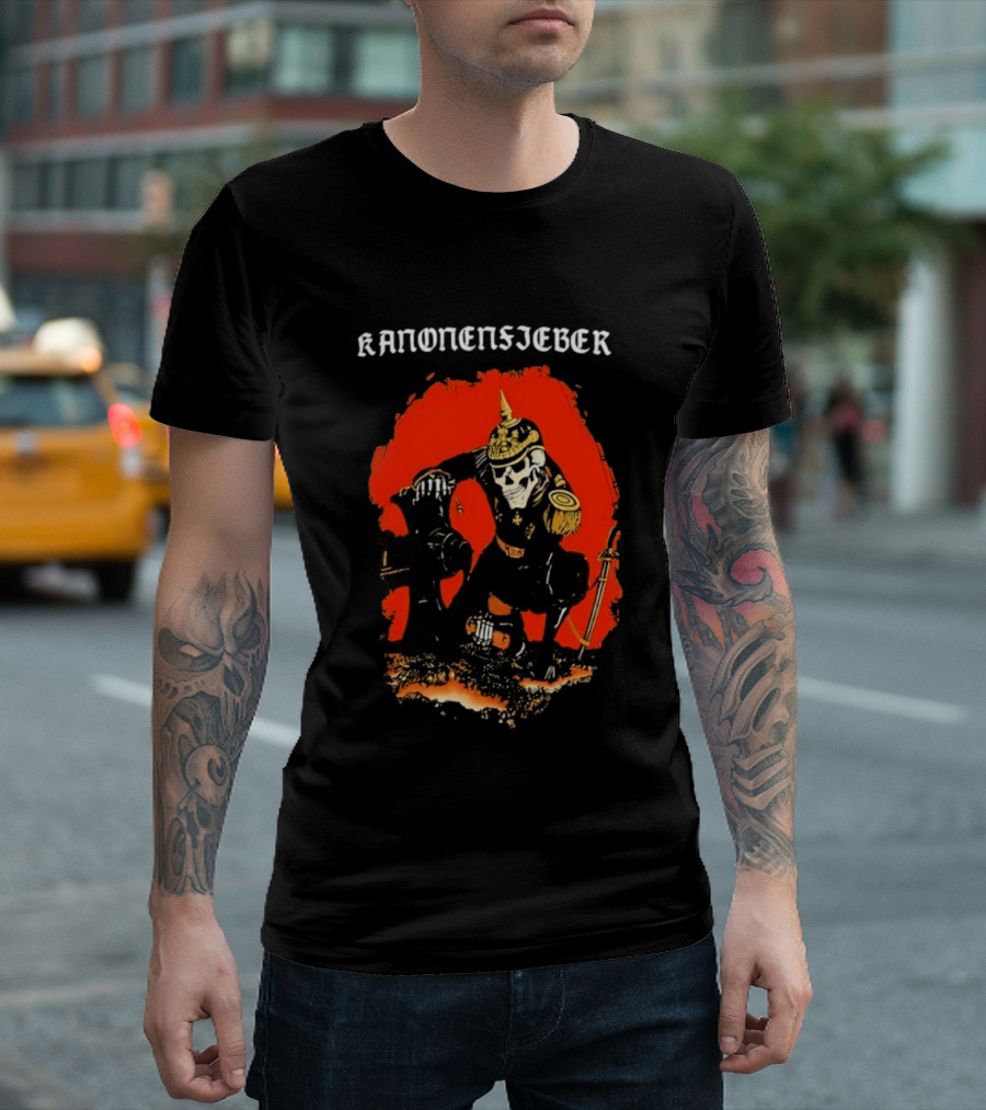Kanonenfieber Skeleton Soldier Black Metal Warrior Artillery T-Shirt