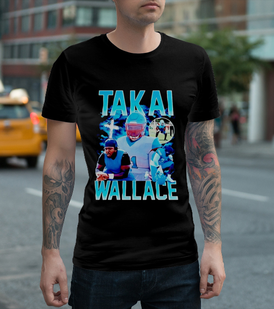 Takai Wallace Football Athlete Sports Action Collage T-Shirt