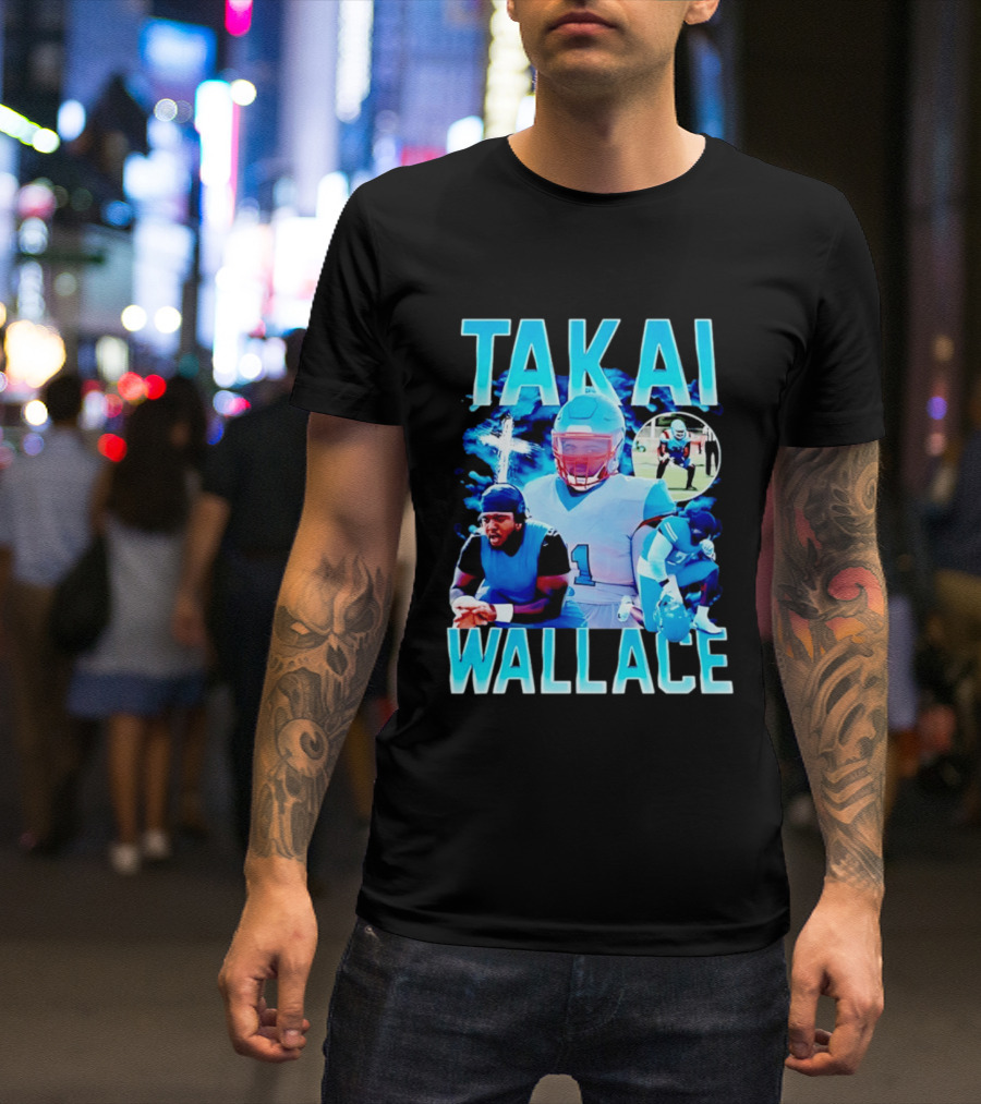 Takai Wallace Football Athlete Sports Action Collage T-Shirt