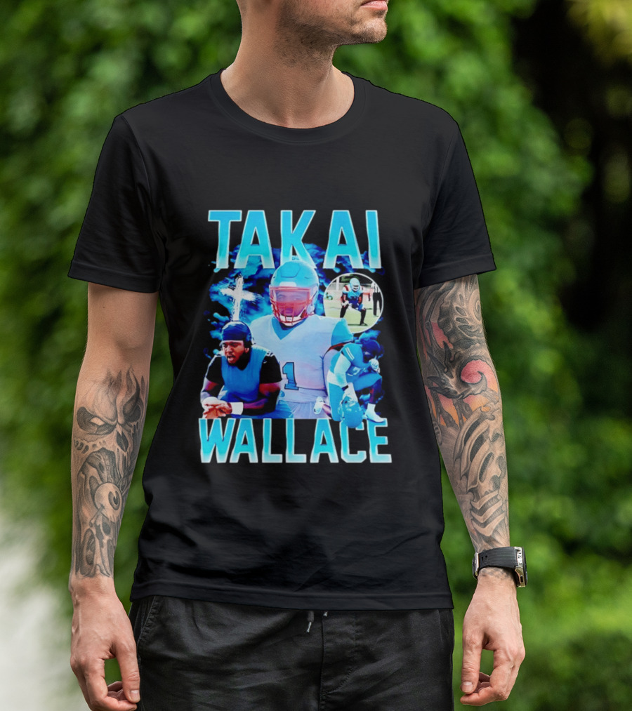 Takai Wallace Football Athlete Sports Action Collage T-Shirt