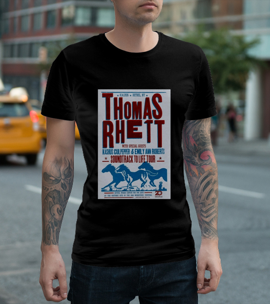 Thomas Rhett Bethel NY 2026 Soundtrack To Life Tour Kashus Culpepper Emily Ann Roberts T-Shirt