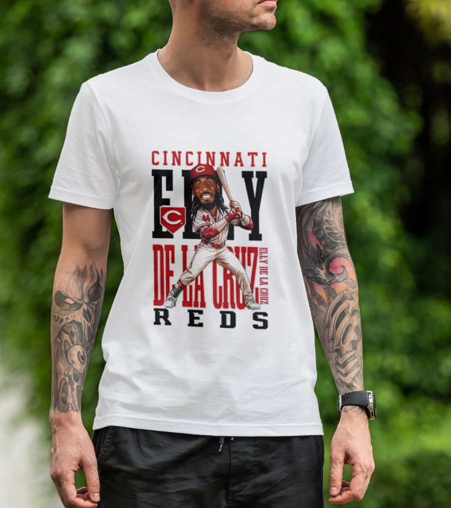 Cincinnati Reds Elly De La Cruz Baseball Caricature T-Shirt