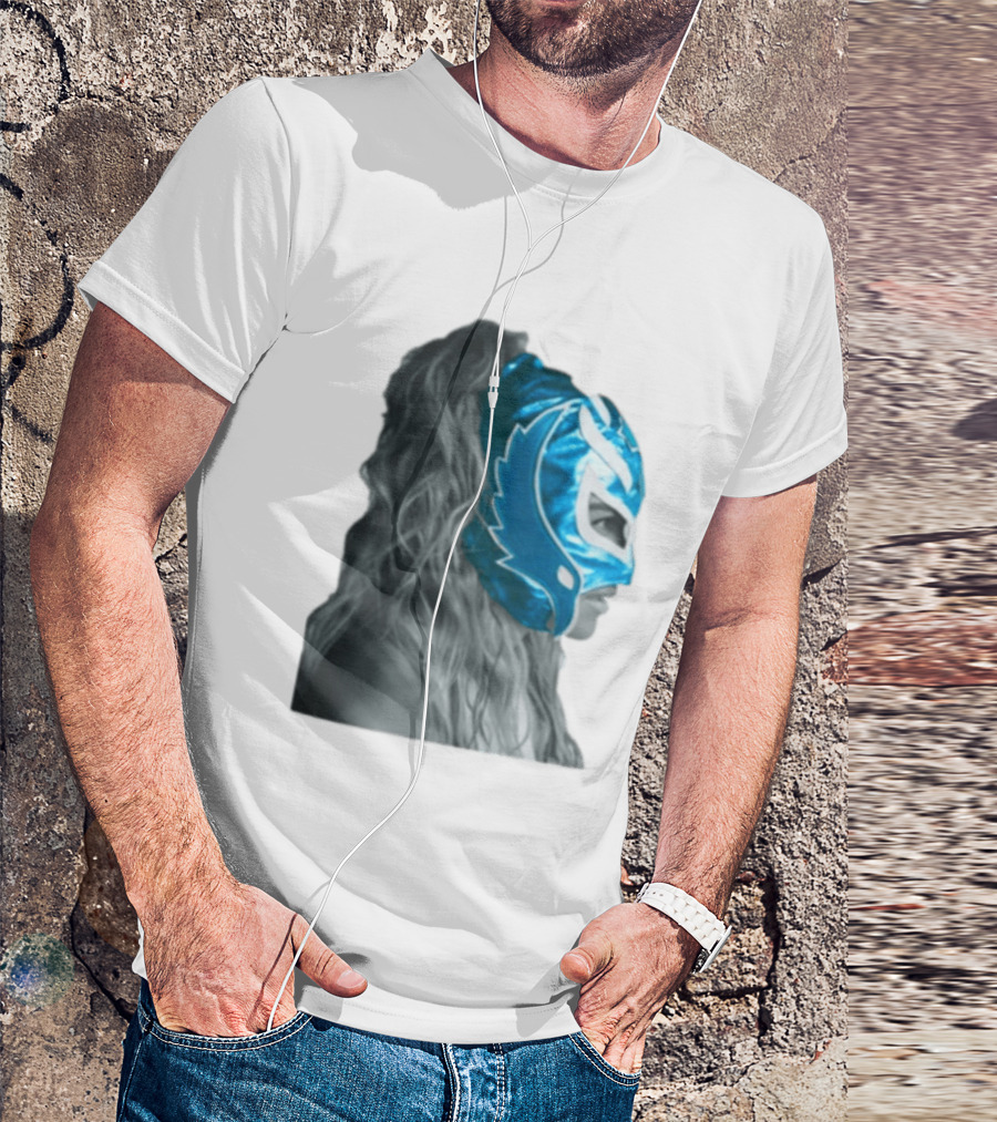 Karol G Store Limited Edition Cream Blue Luchador Mask T-Shirt