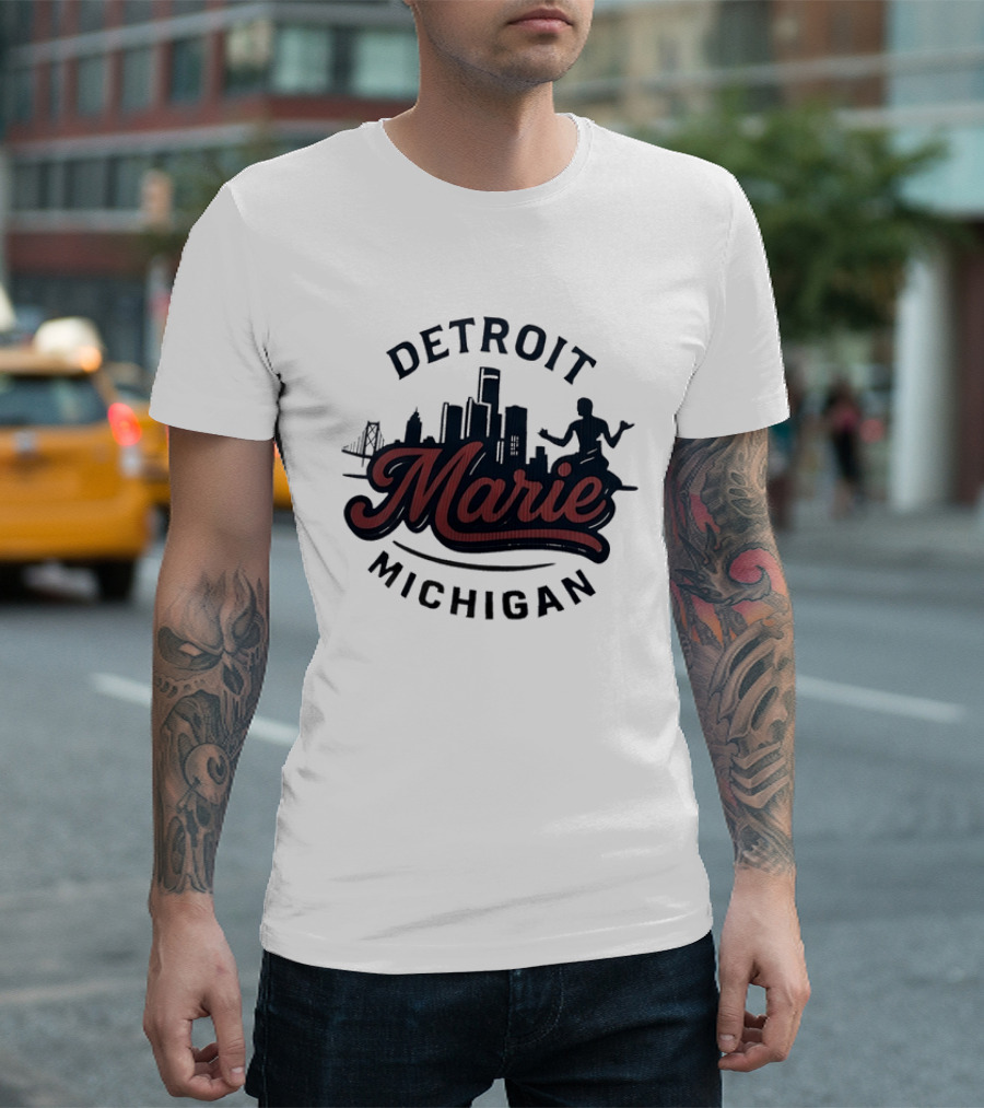 Detroit Michigan Marie Skyline T-Shirt