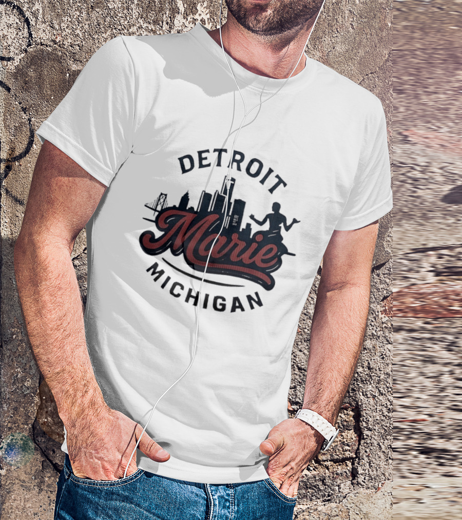 Detroit Michigan Marie Skyline T-Shirt