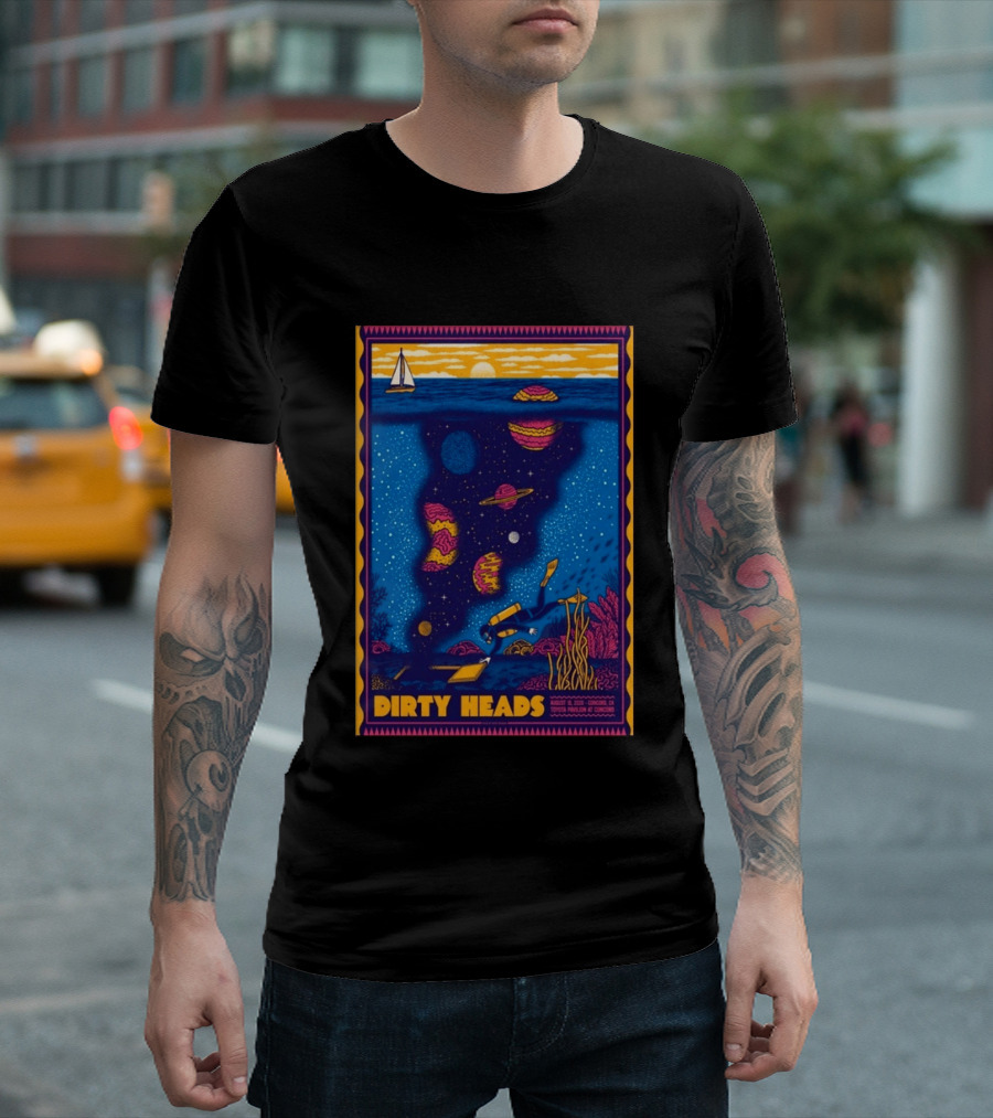 Dirty Heads August 15 2026 Tour Concord CA With Underwater Cosmic Scene T-Shirt
