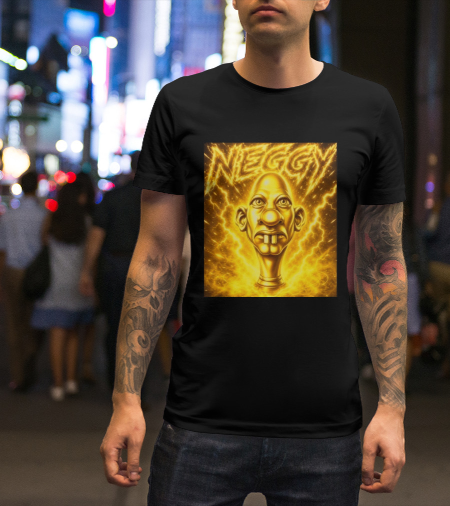 NEGGY Electric Manny Golden Lightning Face T-Shirt